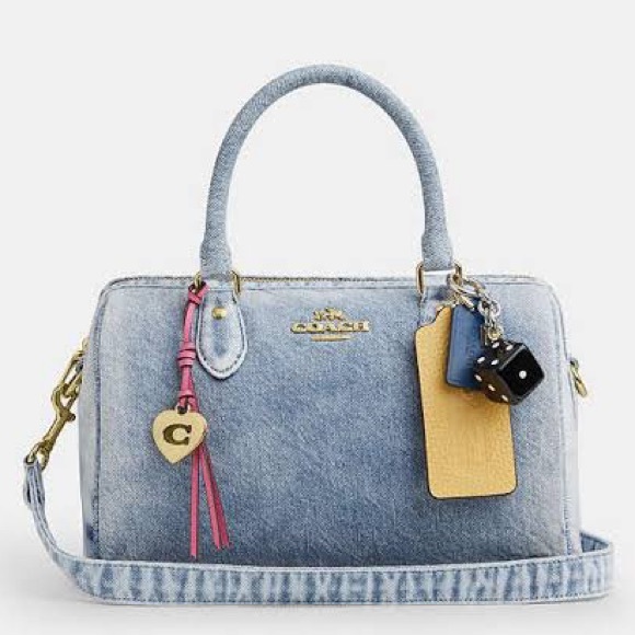 Coach Handbags - Coach Rowan Satchel Bag In Loved Denim With Charms